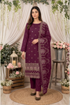Women's Unstitched Deep Plum 5 Pcs Self Jacquard Sequins Embroidered Suit