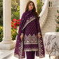 Women's Unstitched Orange 5 Pcs Self Jacquard Sequins Embroidered Suit