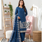 Women's Unstitched Green 5 Pcs Self Jacquard Sequins Embroidered Suit