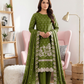 Women's Unstitched Navy 5 Pcs Self Jacquard Sequins Embroidered Suit