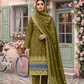 Women's Unstitched Navy 5 Pcs Self Jacquard Sequins Embroidered Suit