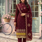 Women's Unstitched Navy 5 Pcs Self Jacquard Sequins Embroidered Suit