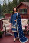Women's Unstitched Navy 5 Pcs Self Jacquard Sequins Embroidered Suit