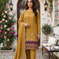 Women's Unstitched Olive Green 5 Pcs Self Jacquard Sequins Embroidered Suit