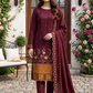Women's Unstitched Olive Green 5 Pcs Self Jacquard Sequins Embroidered Suit