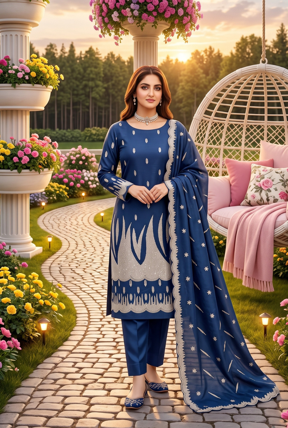 Women's Unstitched Mustard 5 Pcs Self Jacquard Sequins Embroidered Suit