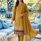 Women's Unstitched Orange 5 Pcs Self Jacquard Sequins Embroidered Suit
