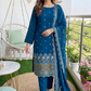 Women's Unstitched Olive Green 5 Pcs Self Jacquard Sequins Embroidered Suit