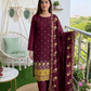 Women's Unstitched Olive Green 5 Pcs Self Jacquard Sequins Embroidered Suit