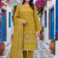 Women's Unstitched Olive Green 5 Pcs Self Jacquard Sequins Embroidered Suit