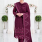 Women's Unstitched Terracotta 5 Pcs Self Jacquard Sequins Embroidered Suit