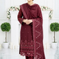 Women's Unstitched Terracotta 5 Pcs Self Jacquard Sequins Embroidered Suit