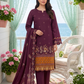 Women's Unstitched Orange 5 Pcs Self Jacquard Sequins Embroidered Suit