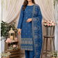 Women's Unstitched Deep Plum 5 Pcs Self Jacquard Sequins Embroidered Suit