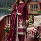 Women's Unstitched Navy 5 Pcs Self Jacquard Sequins Embroidered Suit