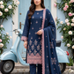 Women's Unstitched Sage Green 5 Pcs Self Jacquard Sequins Embroidered Suit