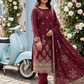 Women's Unstitched Sage Green 5 Pcs Self Jacquard Sequins Embroidered Suit