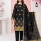 Women's Unstitched Black 5 Pcs Self Jacquard Sequins Embroidered Suit