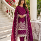 Women's Unstitched Purple 5 Pcs Self Jacquard Sequins Embroidered Suit